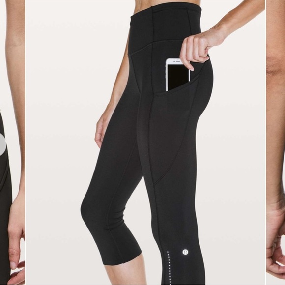 Lululemon Fast and Free Crop II with pockets Nulux 19” in Black size 8 - Picture 1 of 8
